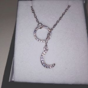 Circle and moon sterling silver CZ